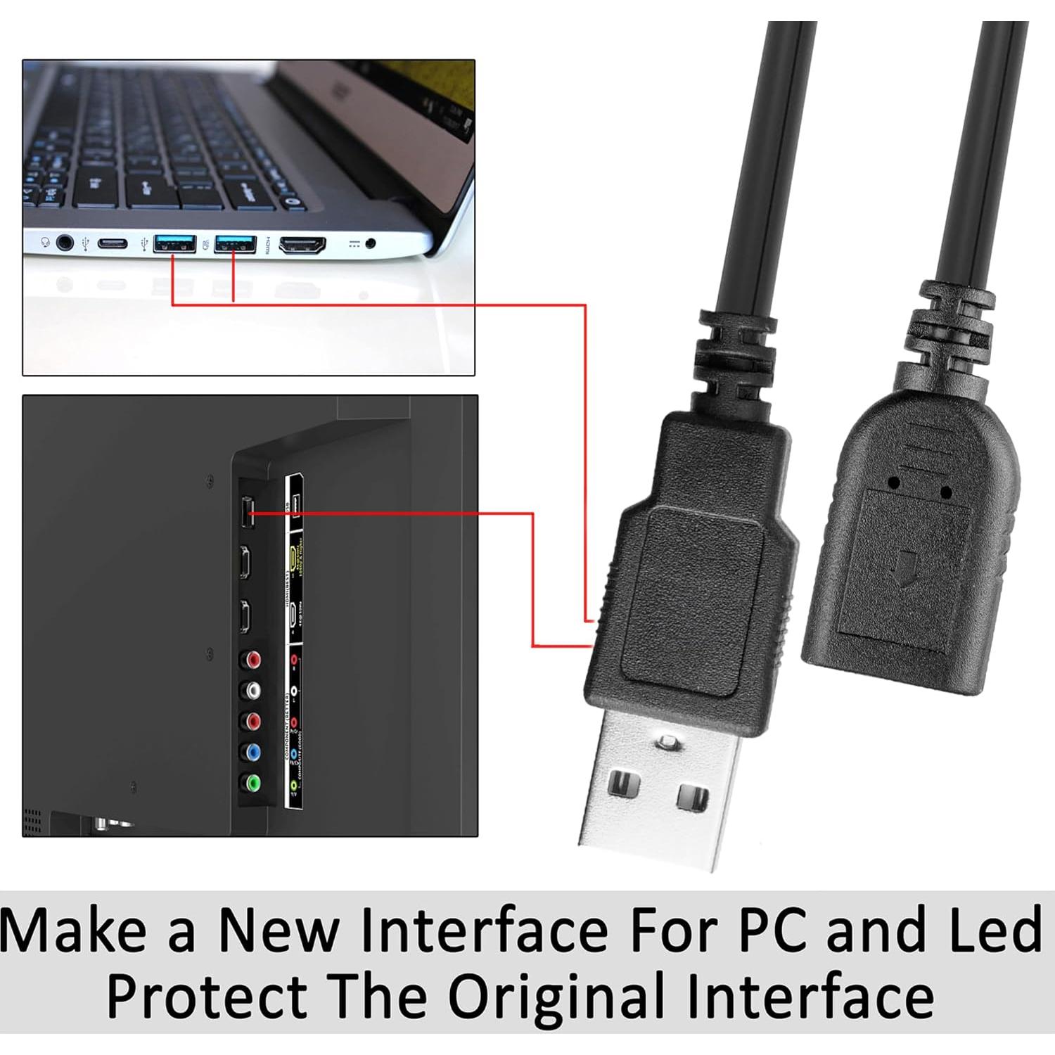 Cable Extensión USB 2.0 Macho a Hembra SaiTech IT 45cm Negro