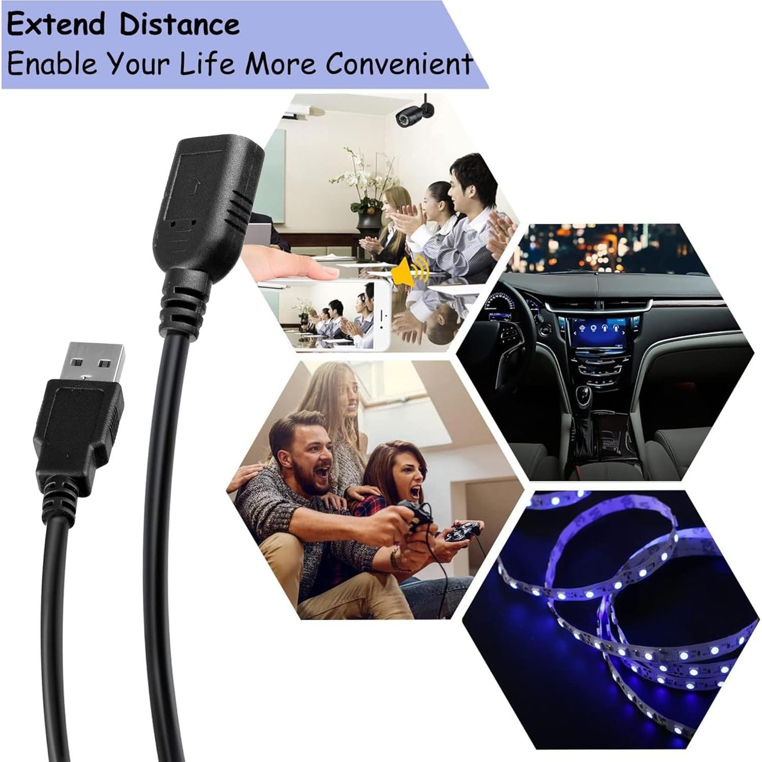 Cable Extensión USB 2.0 Macho a Hembra SaiTech IT 45cm Negro