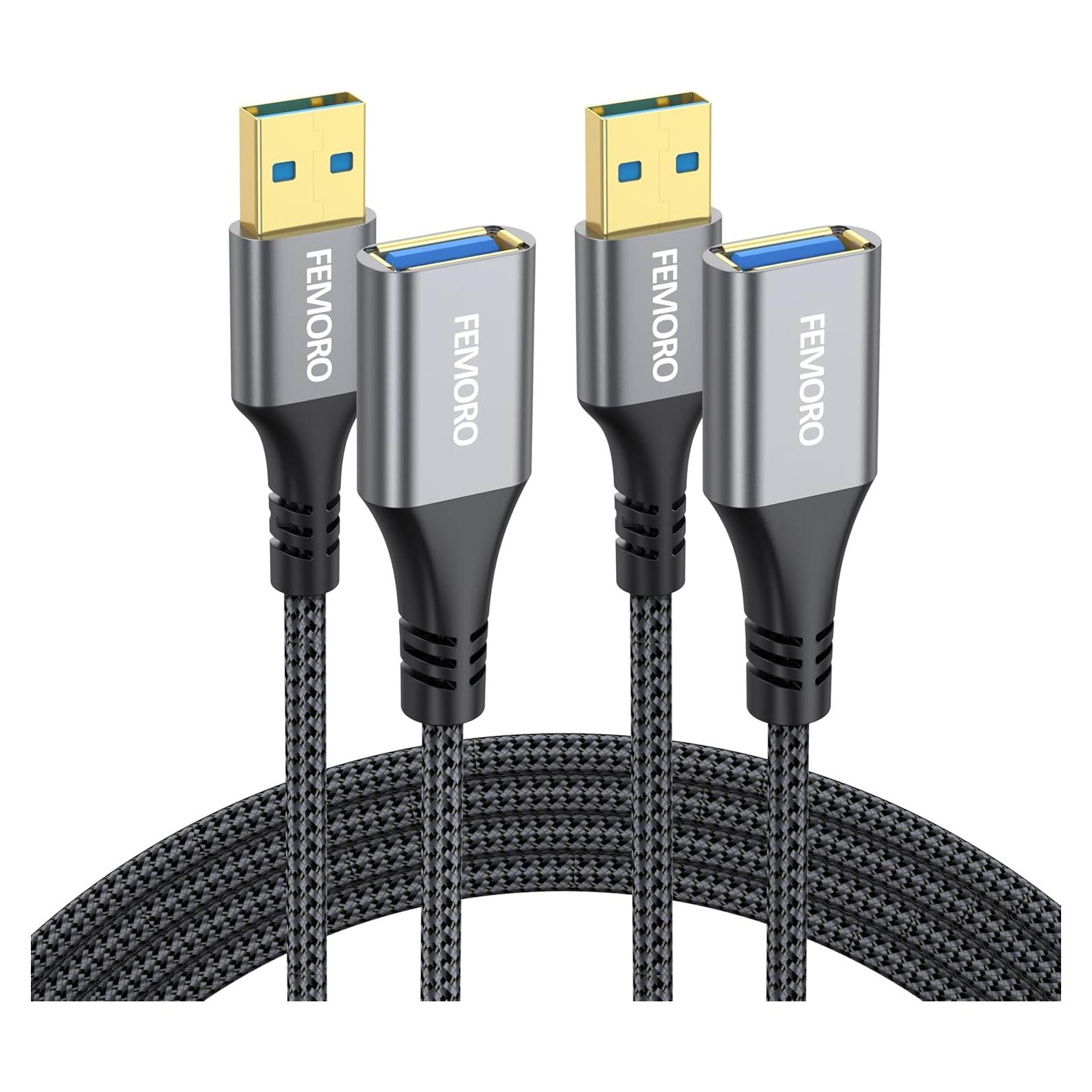 Cable de Extensión USB 0.91m FEMORO Paquete de 2 5Gbps
