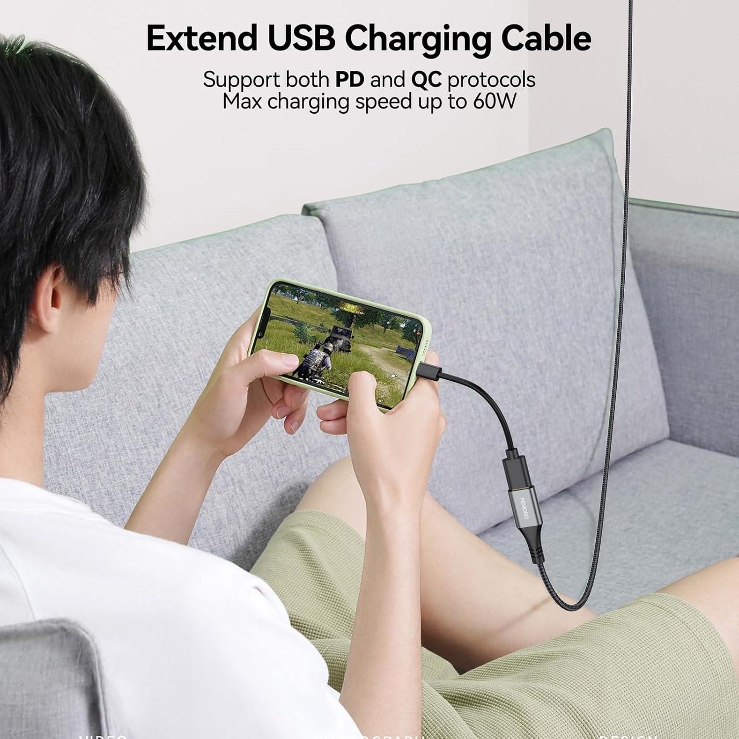 Cable de Extensión USB 0.91m FEMORO Paquete de 2 5Gbps