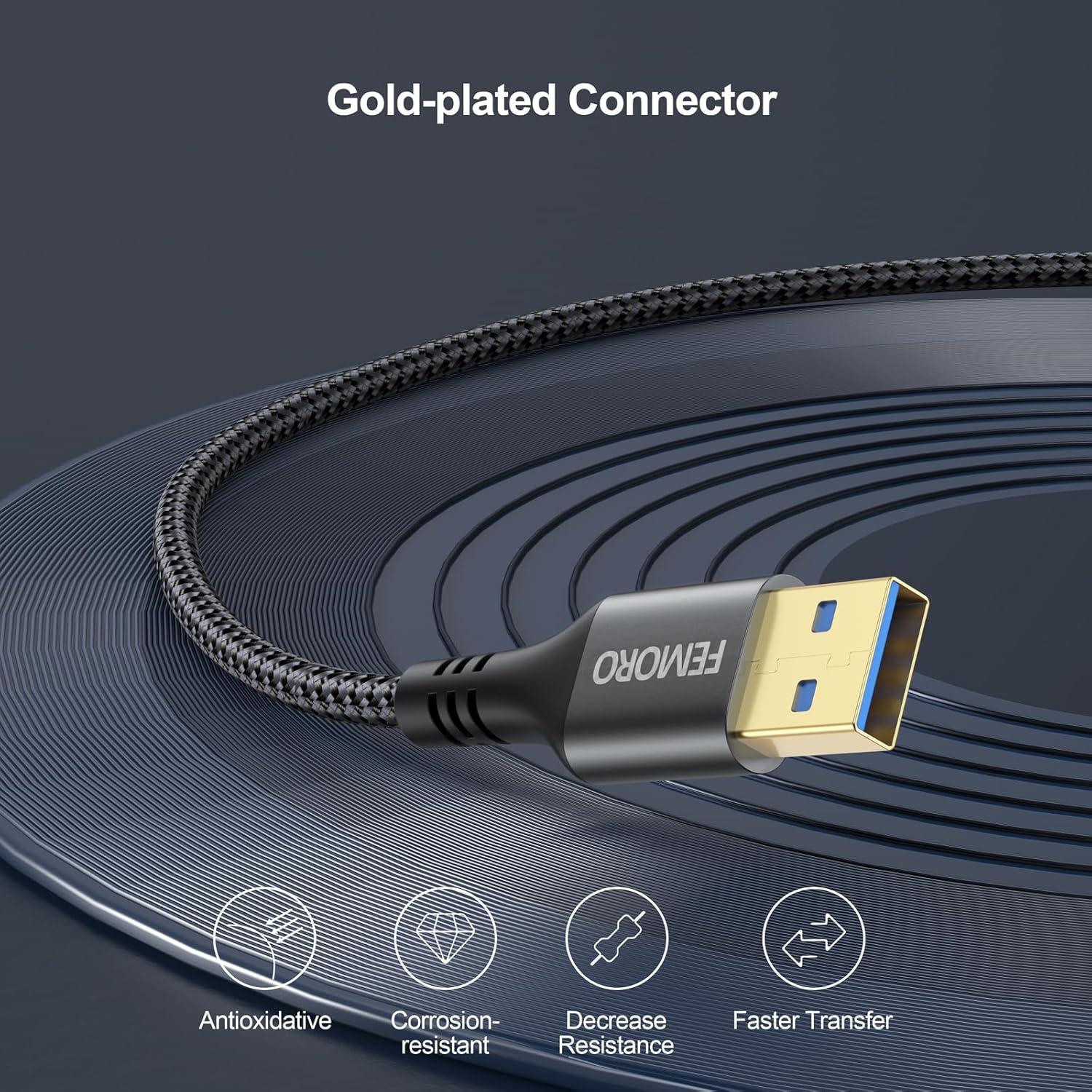 Cable de Extensión USB 0.91m FEMORO Paquete de 2 5Gbps