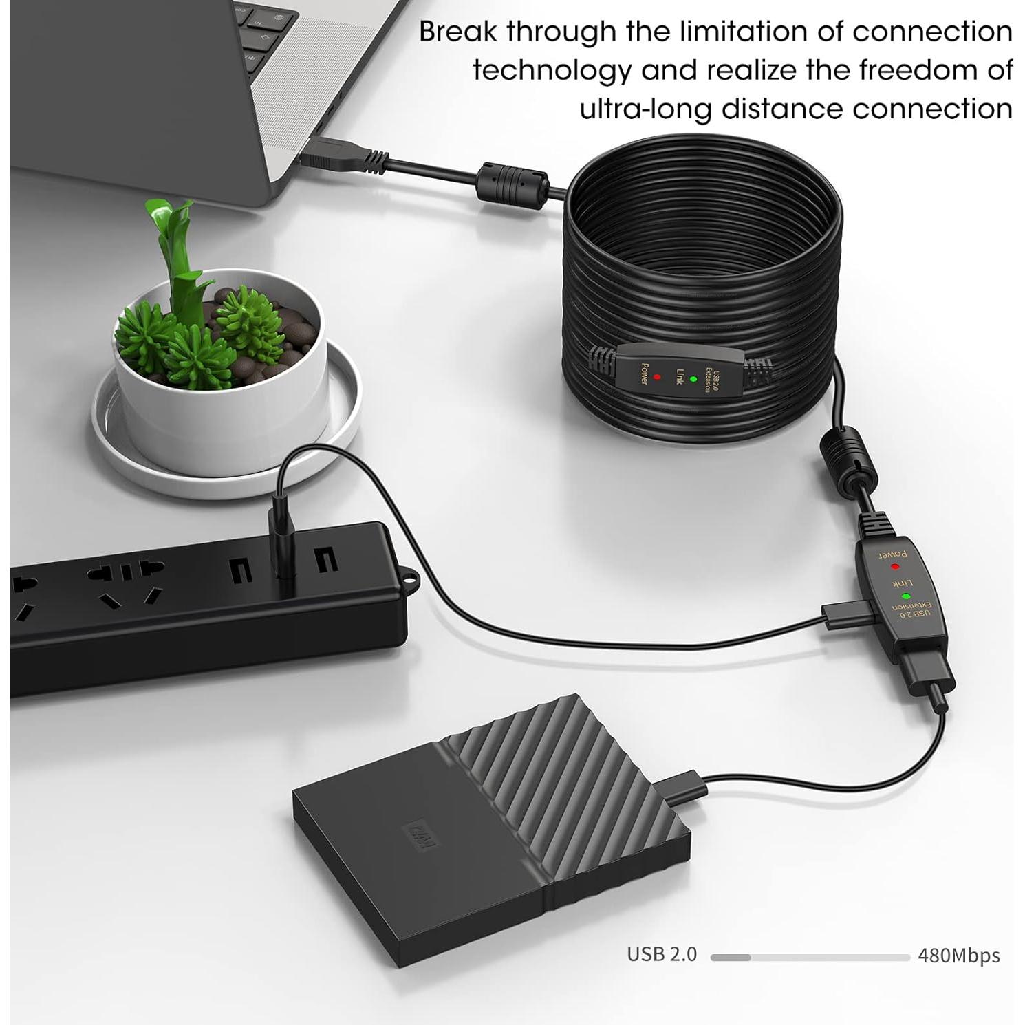 Cable de Extensión USB 2.0 LDKCOK 15.24m Macho a Hembra