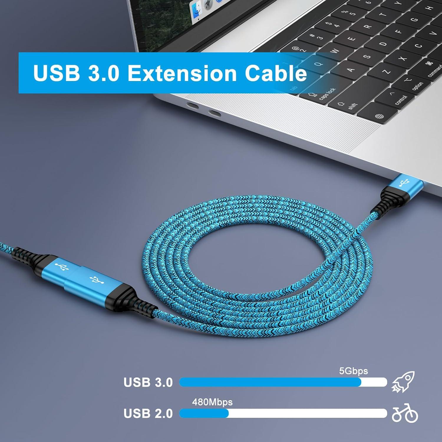 Cable Extensión USB 3.0 1.83m 2Pack Macho a Hembra Alta Velocidad
