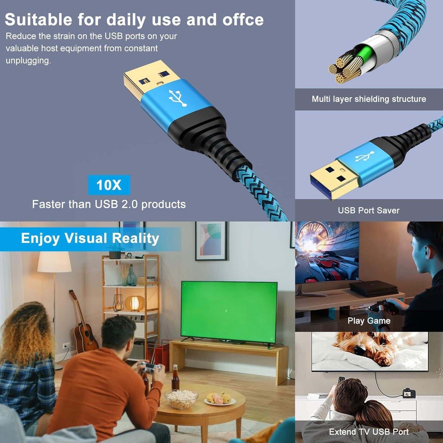 Cable Extensión USB 3.0 1.83m 2Pack Macho a Hembra Alta Velocidad