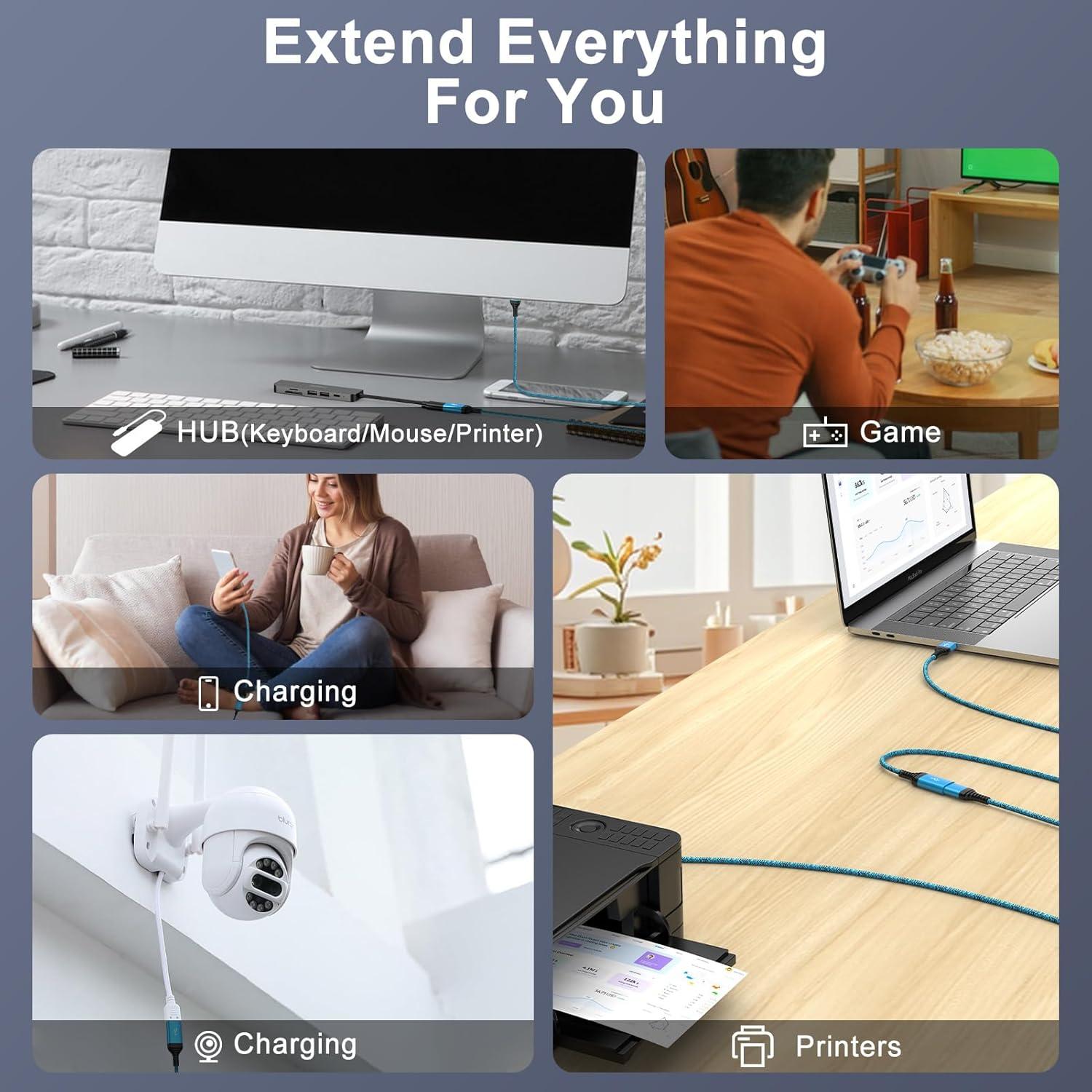 Cable Extensión USB 3.0 1.83m 2Pack Macho a Hembra Alta Velocidad