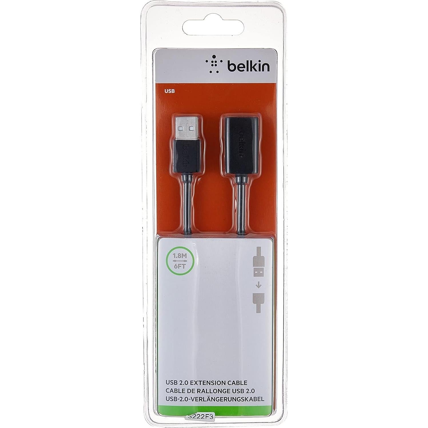 Cable de Extensión USB 2.0 Belkin 1.8 m Tipo A Macho a Hembra