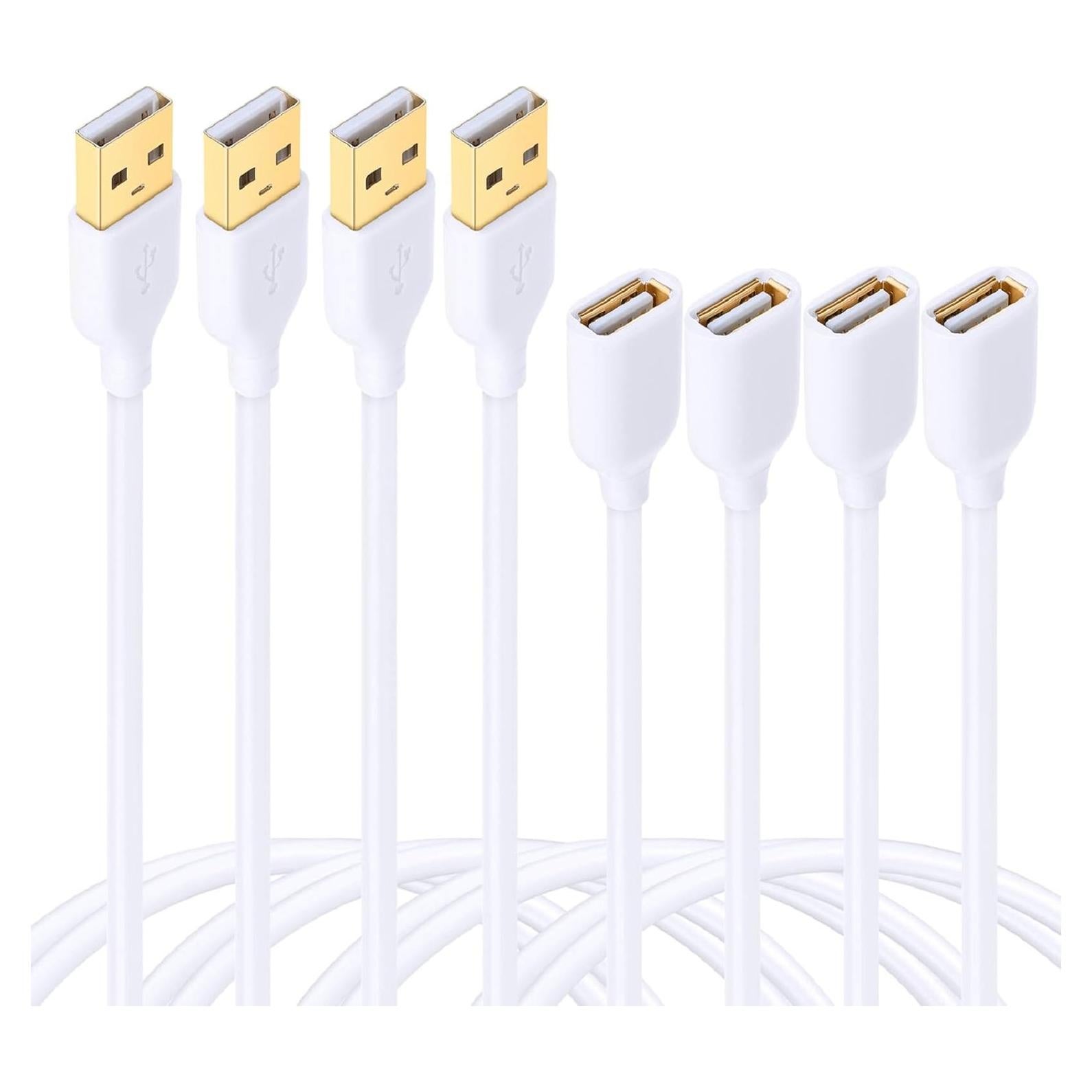 Paquete de 4 Cables de Extensión USB 2.0 Besgoods 1.83 m
