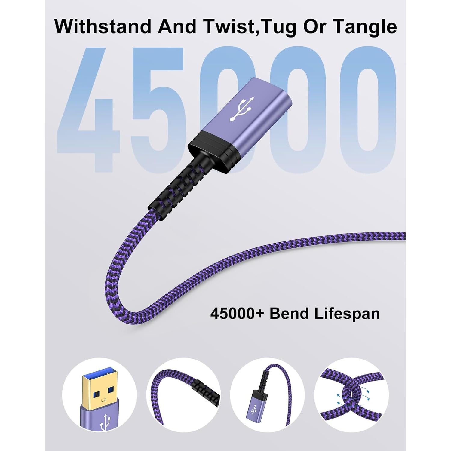 Cable de Extensión USB 3.0 AILKIN 1.83m Trenzado Nylon