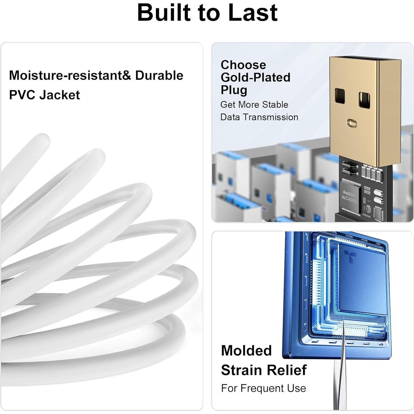 Cable de Extensión USB 3.0 3m 3M A Macho a Hembra Blanco