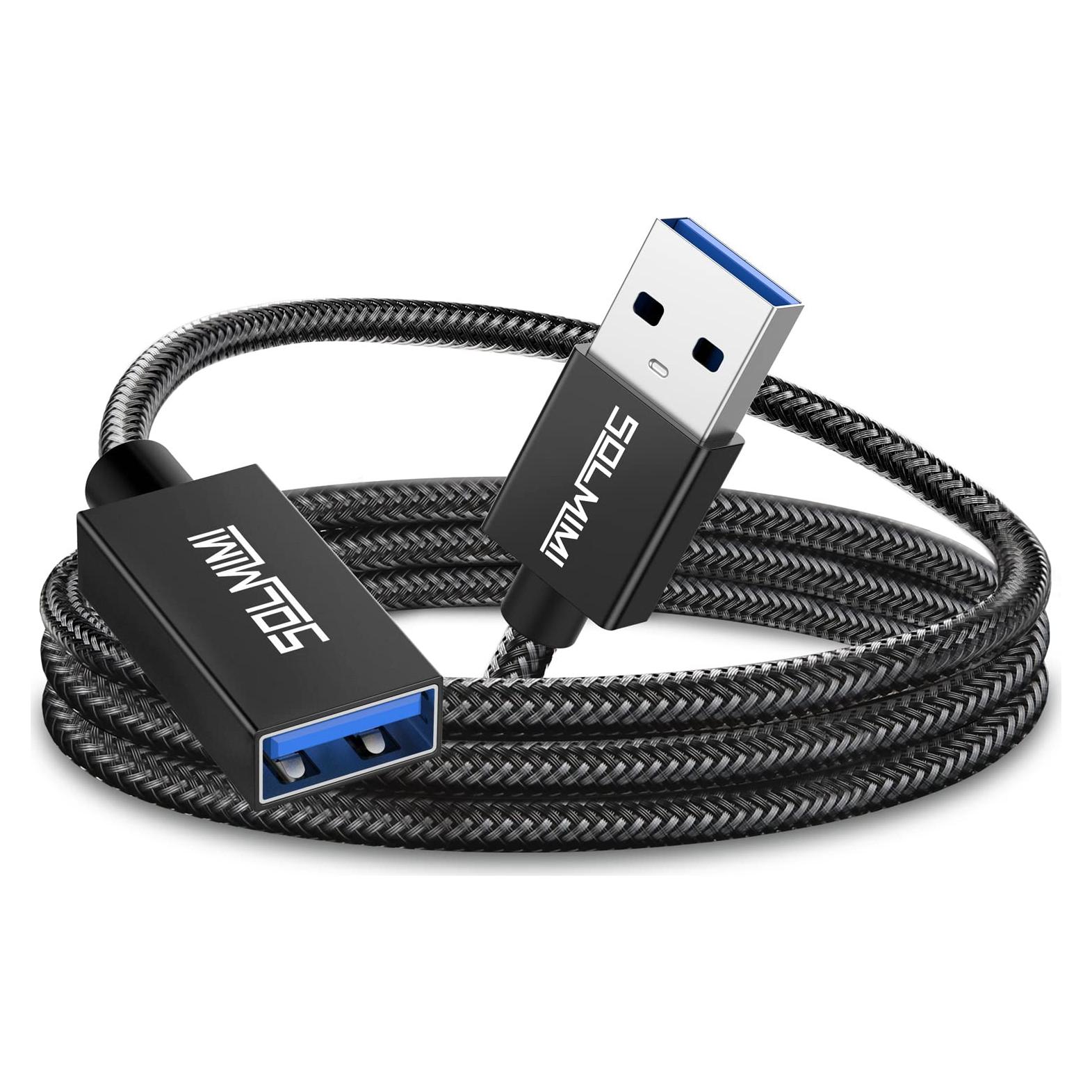 Cable de Extensión USB 3.0 SOLMIMI 2.44m Macho a Hembra 5Gbps