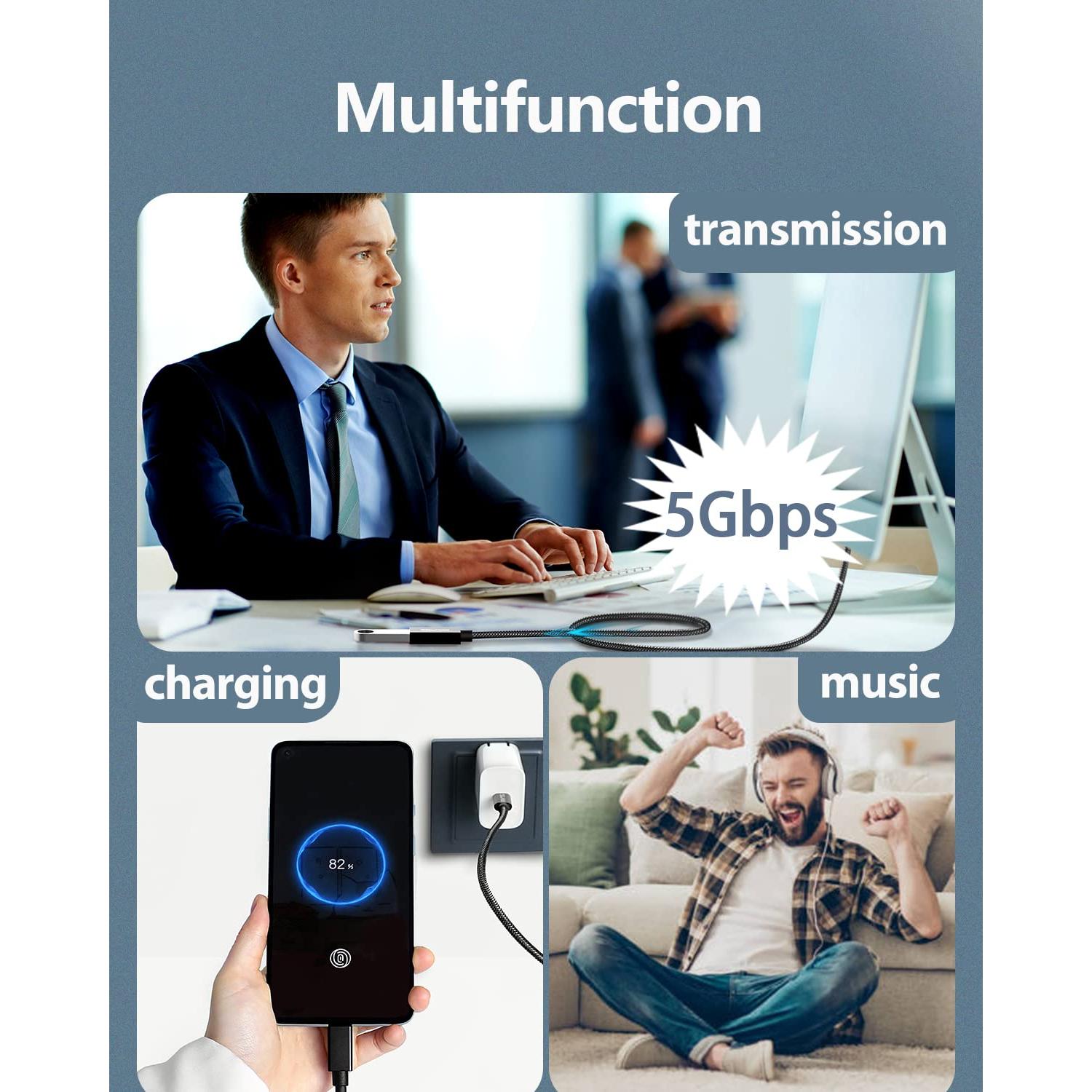 Cable de Extensión USB 3.0 SOLMIMI 2.44m Macho a Hembra 5Gbps