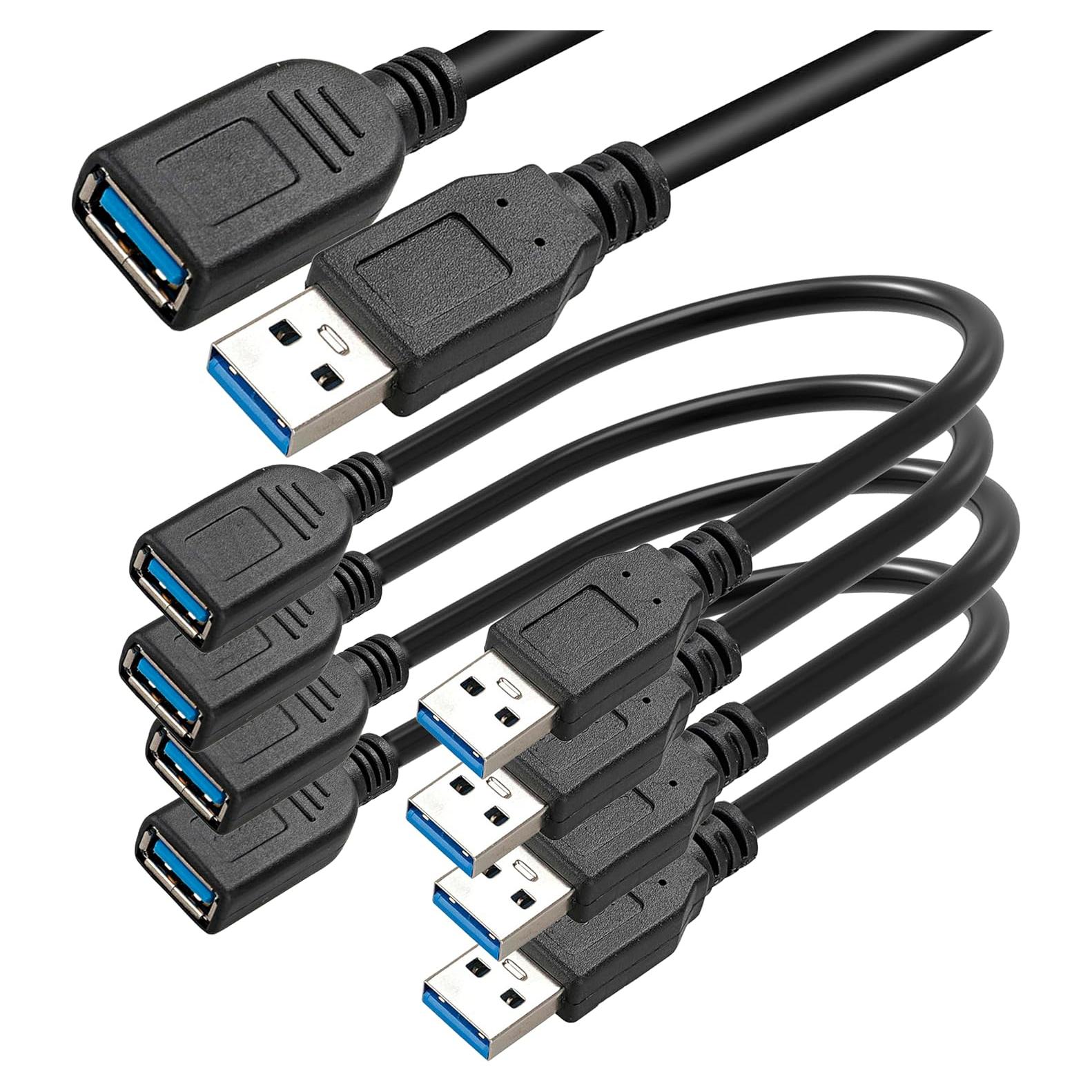 Cable de Extensión USB 3.0 Macho A a Hembra 15cm SaiTech IT - 4 Pack