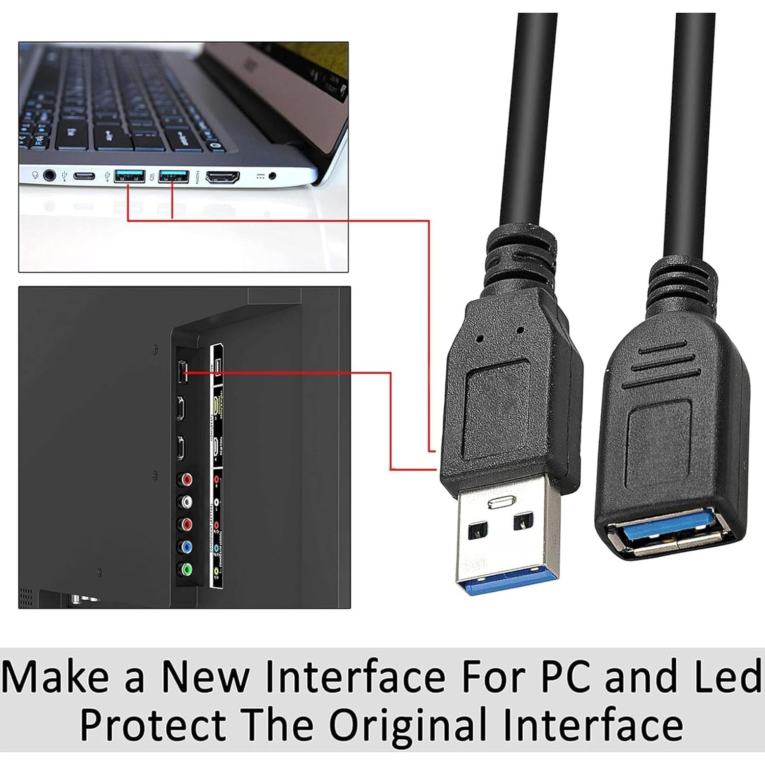Cable de Extensión USB 3.0 Macho A a Hembra 15cm SaiTech IT - 4 Pack