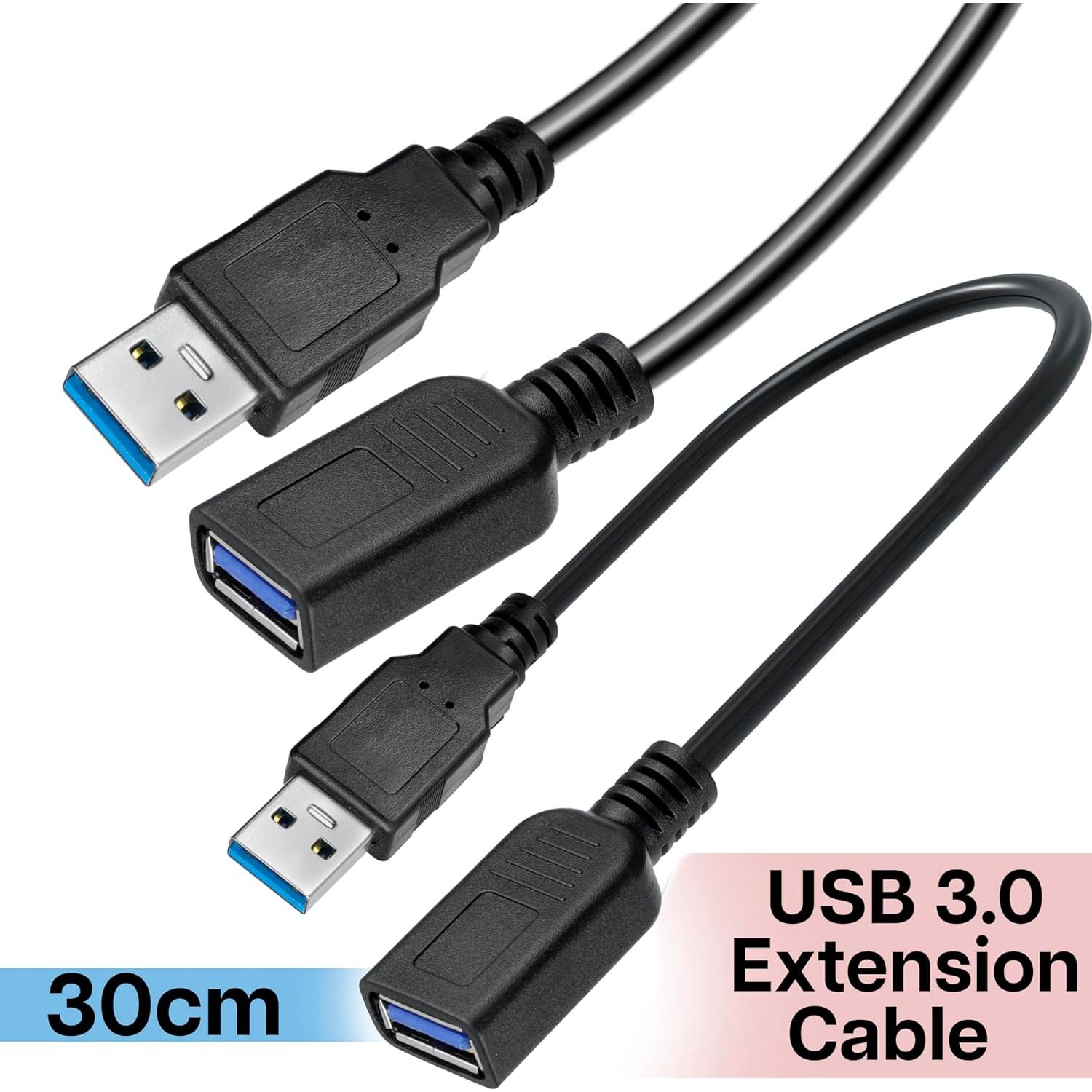 Cables de Extensión USB 3.0 SaiTech IT 1 Pie (30.48 cm) 2 Pack