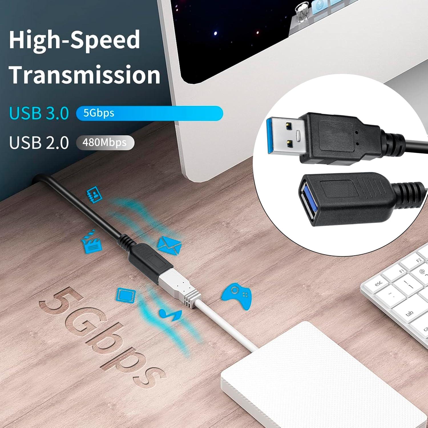 Cables de Extensión USB 3.0 SaiTech IT 1 Pie (30.48 cm) 2 Pack