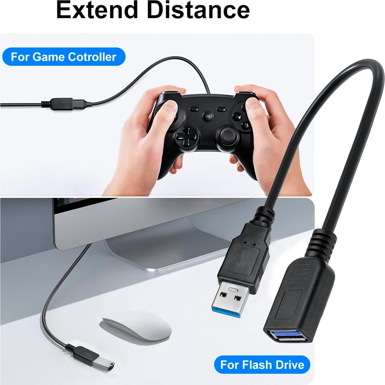 Cables de Extensión USB 3.0 SaiTech IT 1 Pie (30.48 cm) 2 Pack