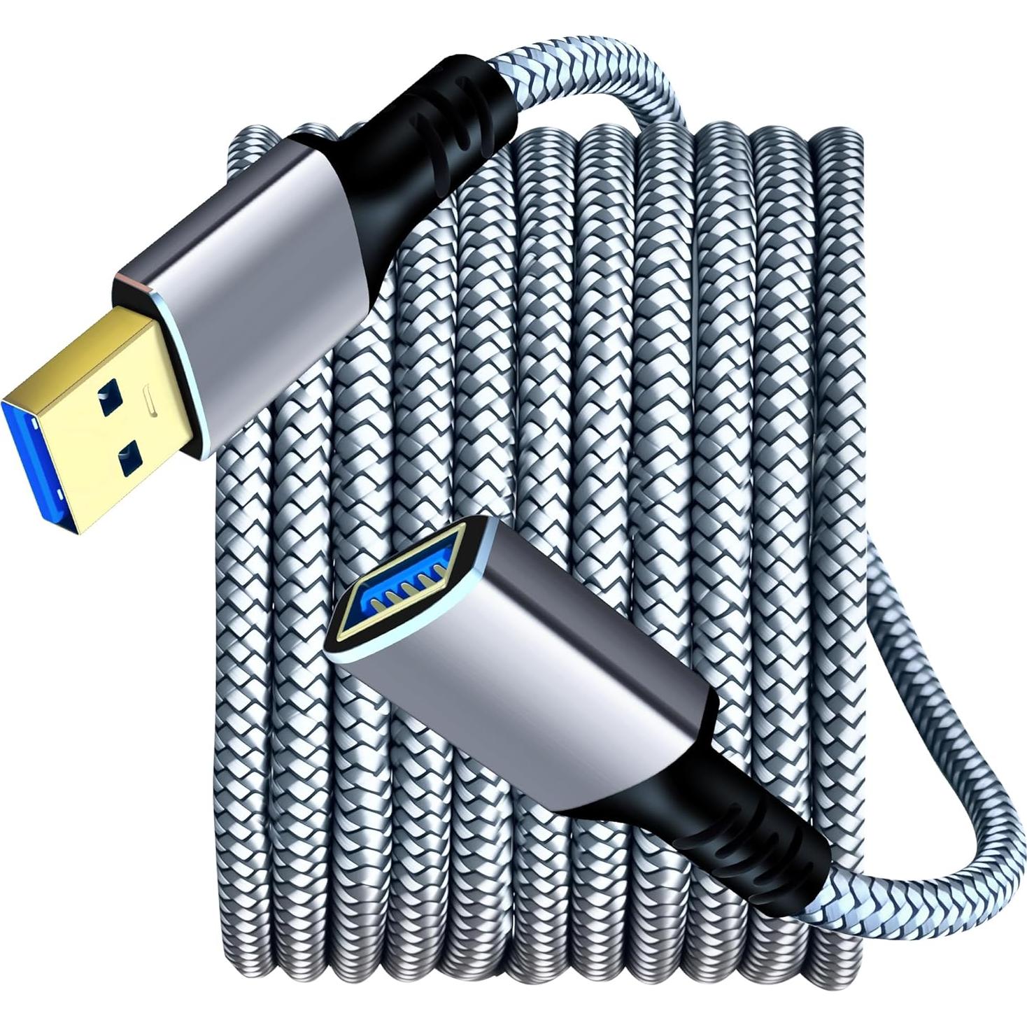 Cable Extensión USB 3.0 Tan QY 1.22m Plata Alta Velocidad