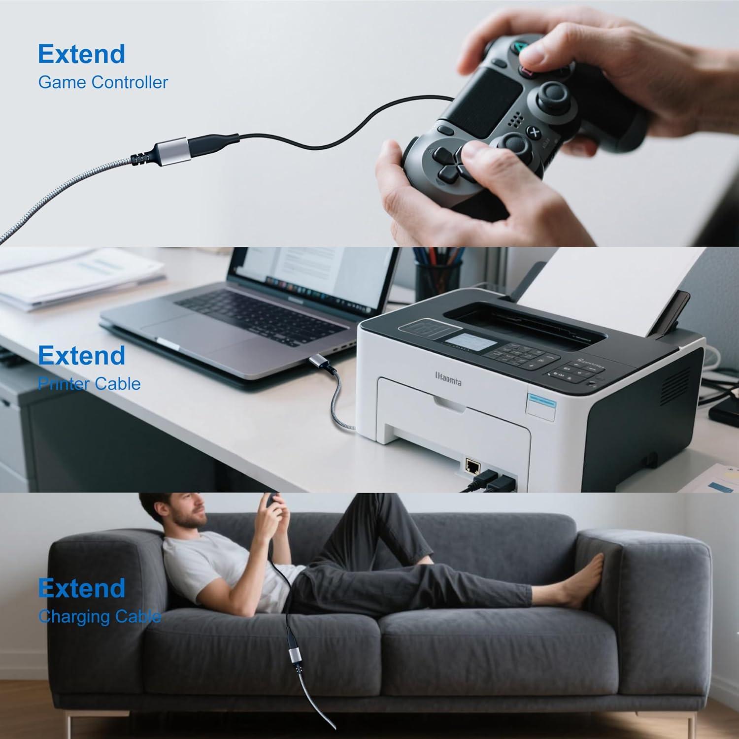 Cable Extensión USB 3.0 Tan QY 1.22m Plata Alta Velocidad