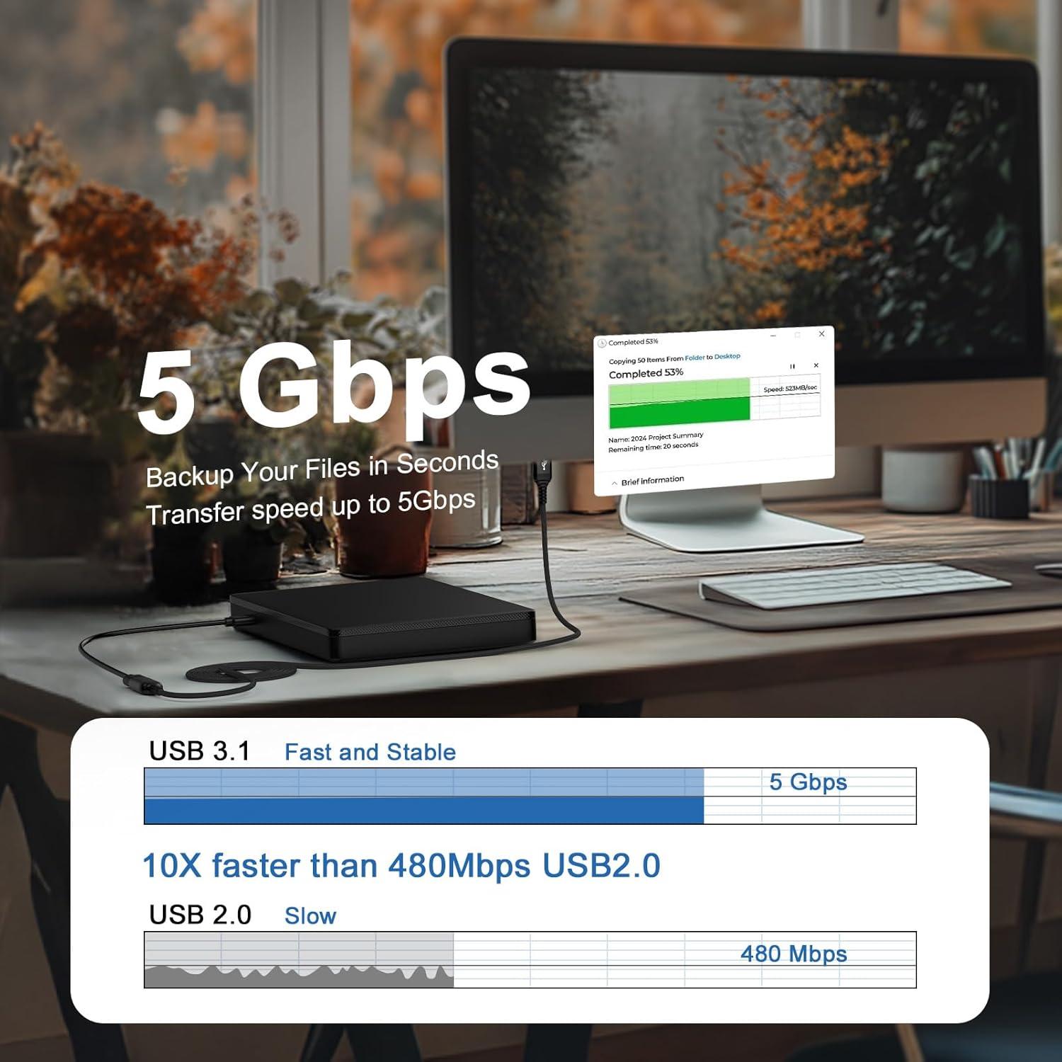 Cable Extensión USB 3.0 10FT ABCPOW Carga Rápida 3A