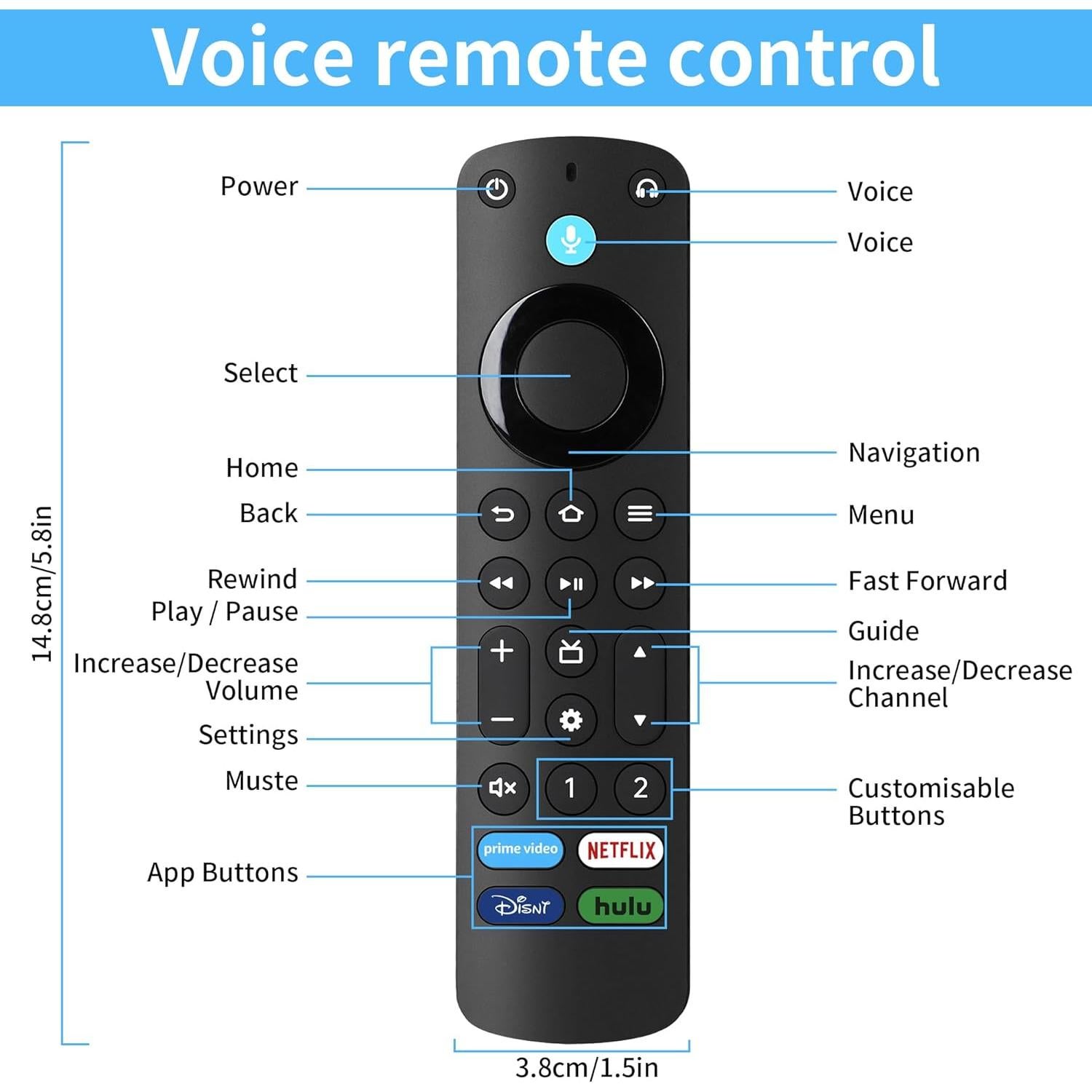 Control Remoto de Voz Kowhack Pro para Smart TV 4K