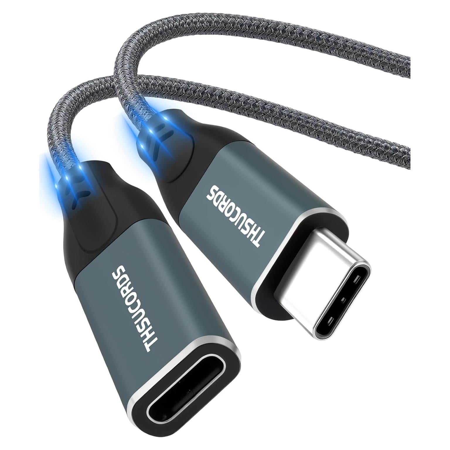 Cable de Extensión USB C 1.0M Jinglong 10Gbps 100W Gris