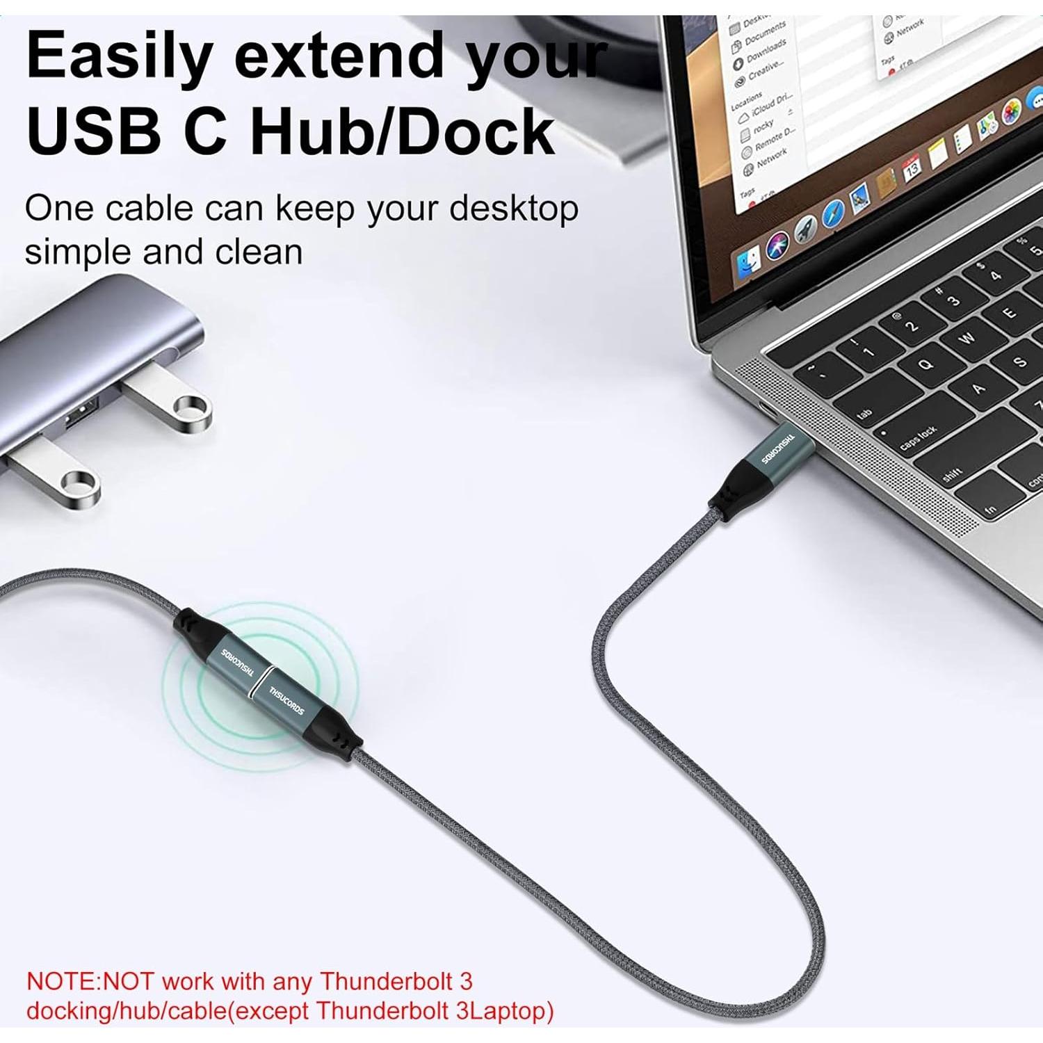 Cable de Extensión USB C 1.0M Jinglong 10Gbps 100W Gris