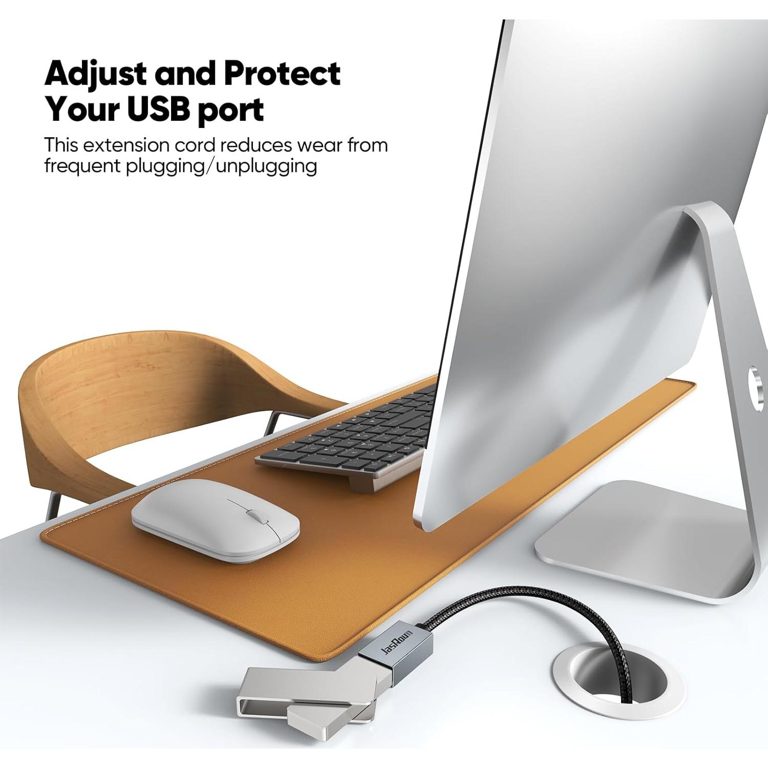 Cable Extensión USB 3.0 JasRoum 1 Pie Paquete de 2 Macho a Hembra