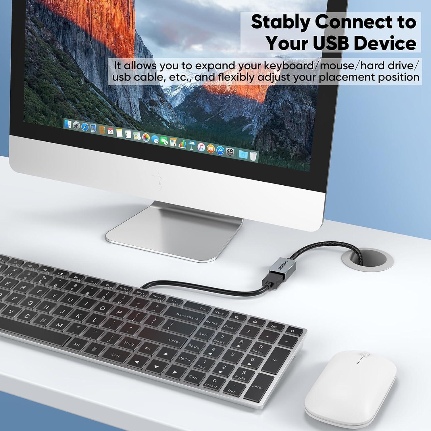 Cable Extensión USB 3.0 JasRoum 1 Pie Paquete de 2 Macho a Hembra