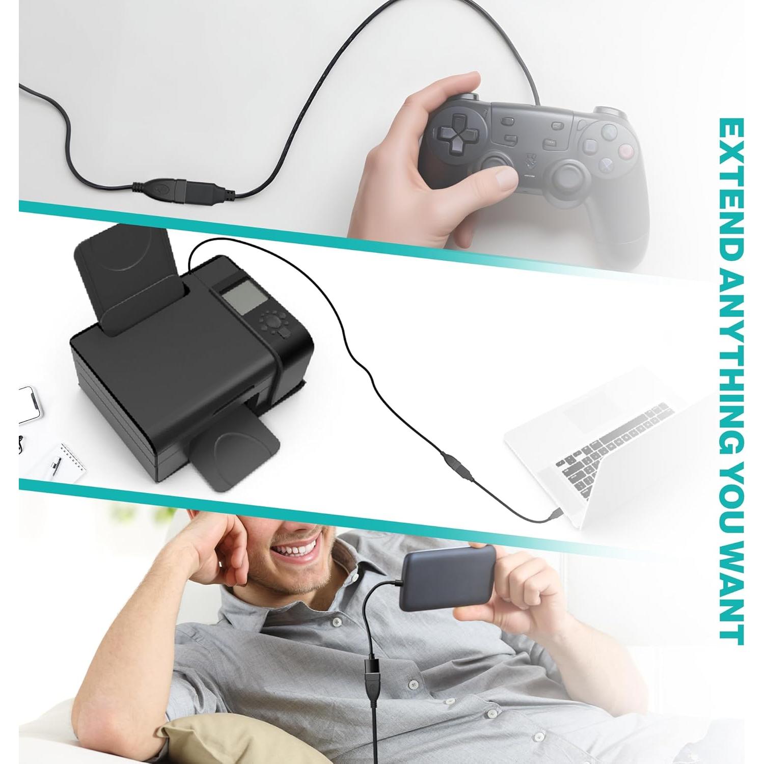 Cable de Extensión USB 3.05m LORDTRONICS Macho a Hembra Negro