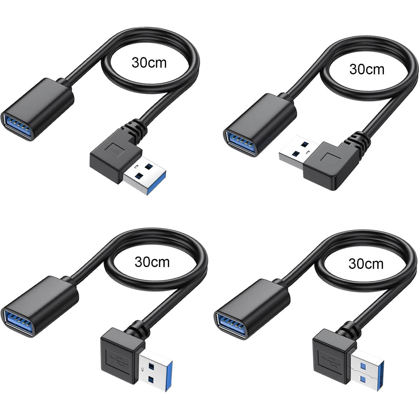 Cable Extensión USB 3.0 90 Grados Jadebones 30CM Pack 4
