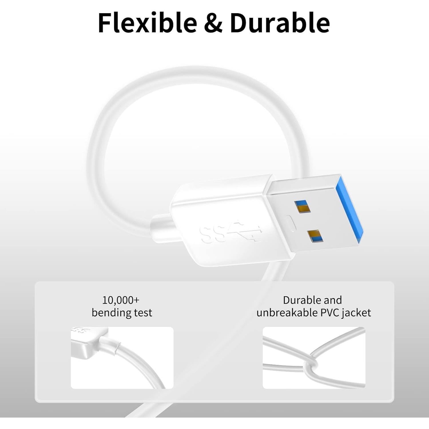 Cable Extensión USB 3.0 BolAAzuL Macho a Macho 1.5m Blanco