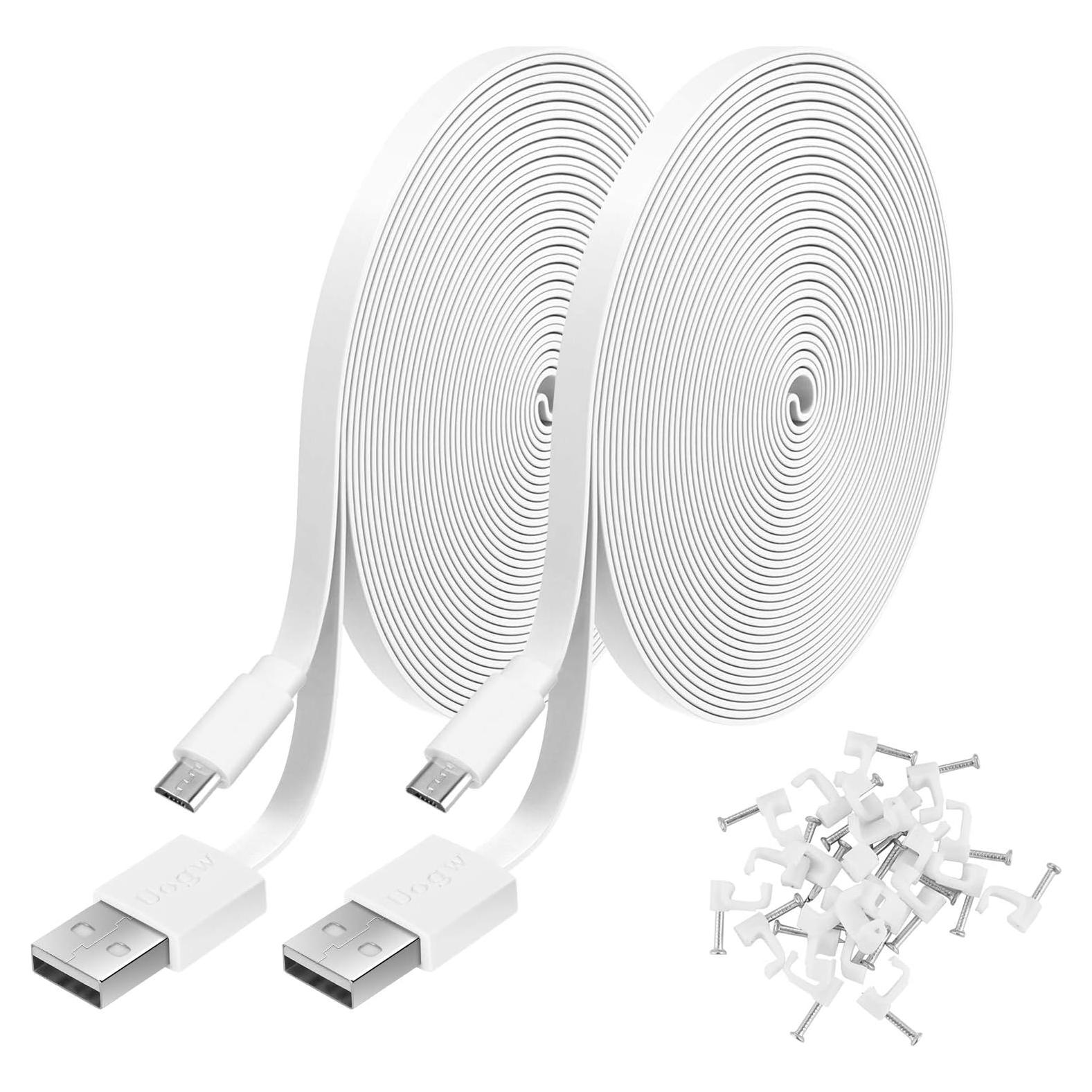 Paquete de 2 Cables de Extensión Micro USB 5m Uogw Blanco