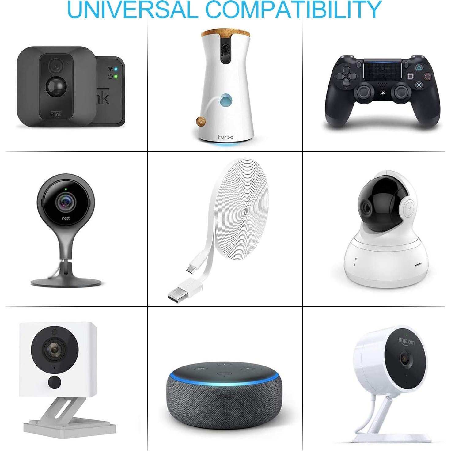 Paquete de 2 Cables de Extensión Micro USB 10FT UOGW para Cámaras