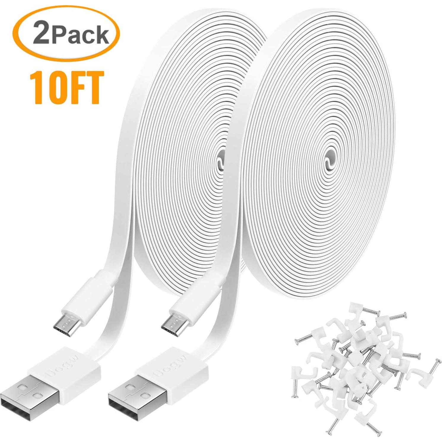 Paquete de 2 Cables de Extensión Micro USB 10FT UOGW para Cámaras