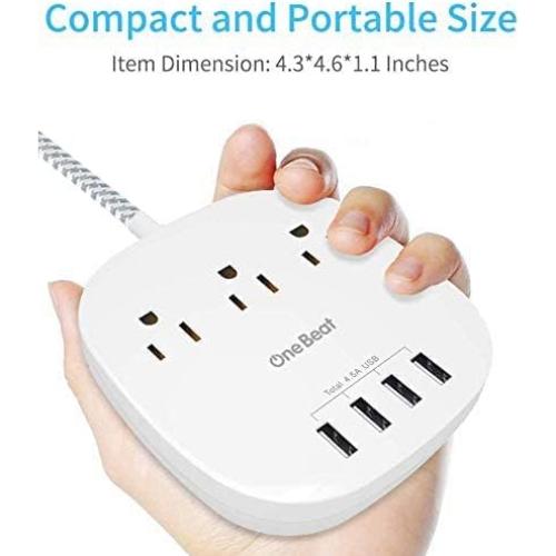 Regleta de Alimentación One Beat 3 Salidas y 4 USB 4.5A