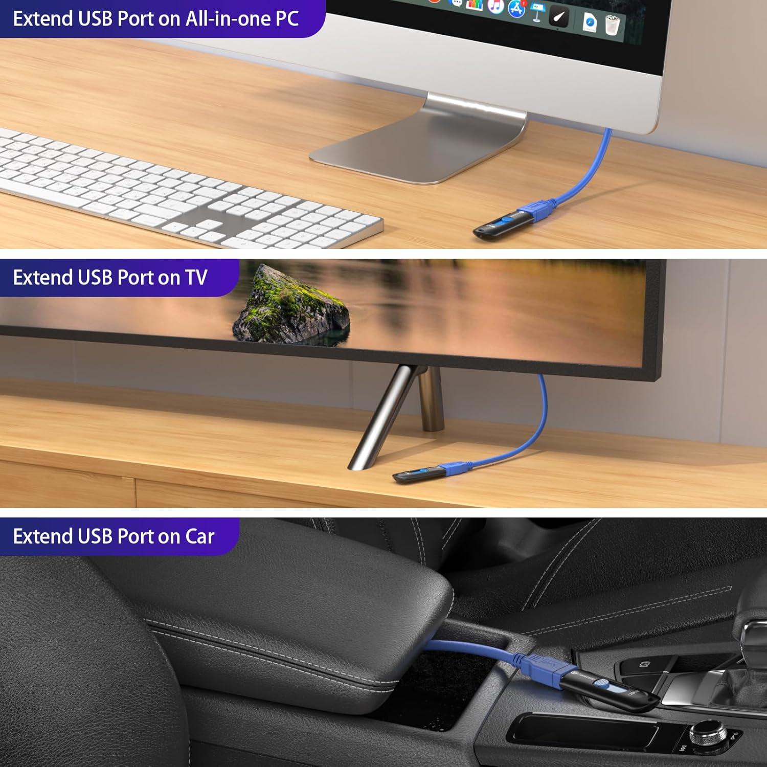 Cable Extensión USB 3.0 RIITOP 30 cm Macho a Hembra 2-Pack