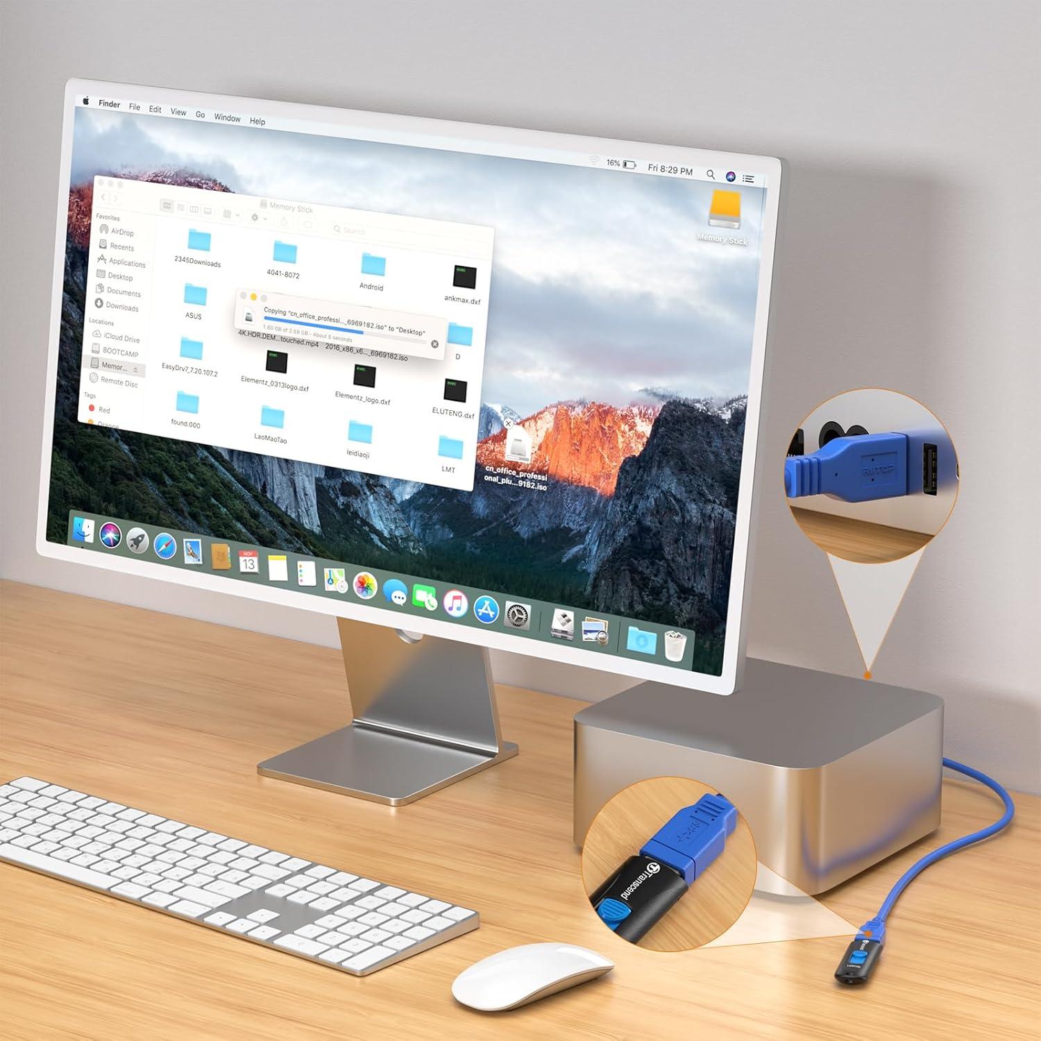 Cable Extensión USB 3.0 RIITOP 30 cm Macho a Hembra 2-Pack