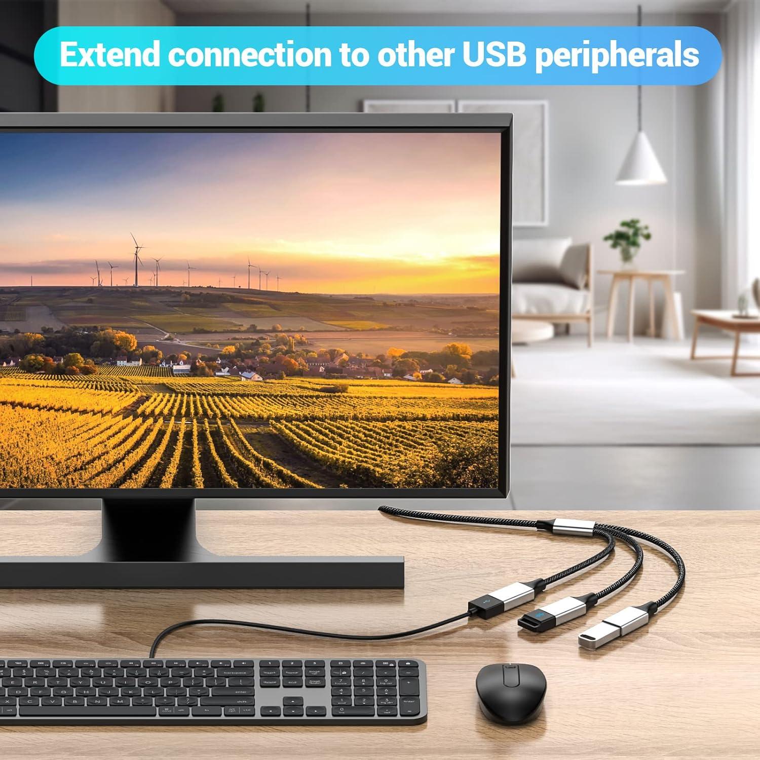 Cable Divisor USB 3 en 1 MOGOOD 2M para Carga y Datos