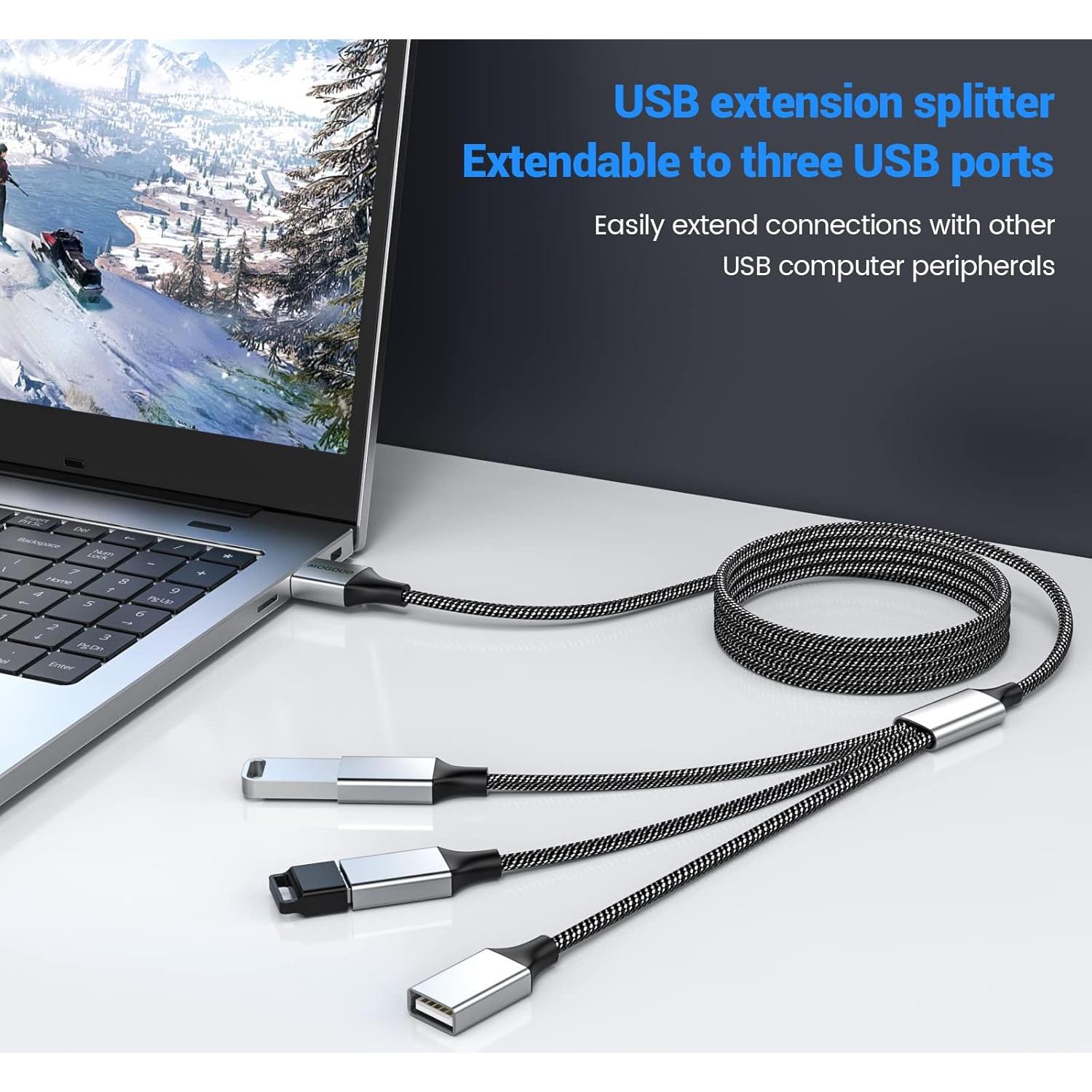 Cable Divisor USB 3 en 1 MOGOOD 2M para Carga y Datos