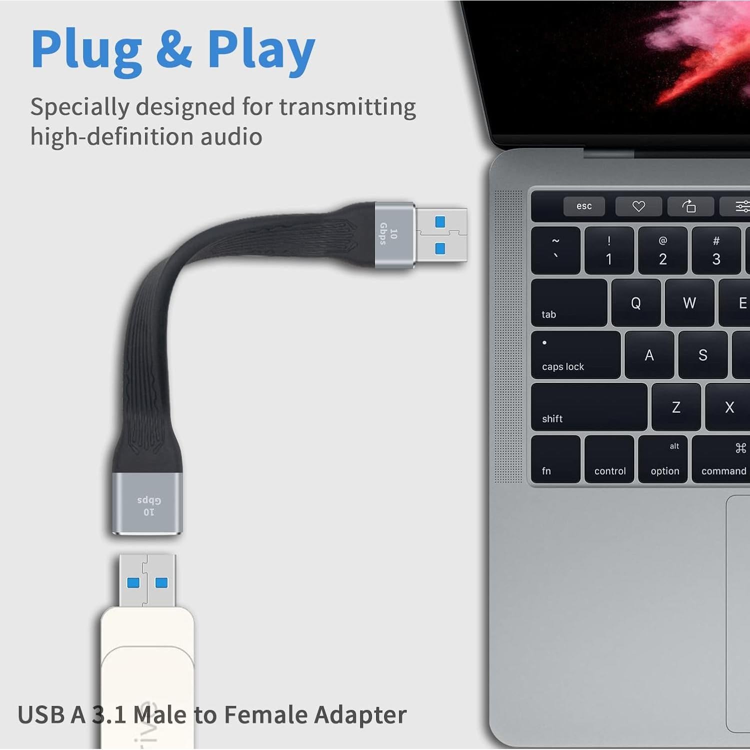 Cable de Extensión USB 3.0 Poyiccot 12.7cm 10Gbps A a A