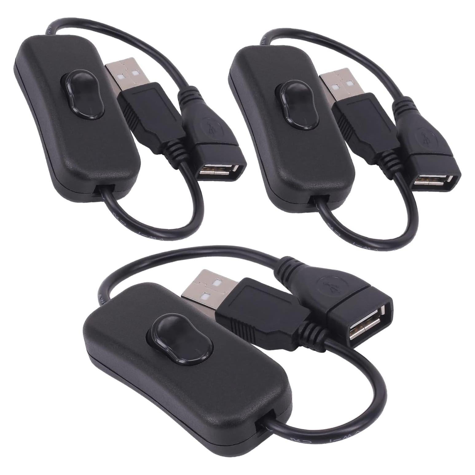 Cable USB Macho a Hembra Yeebline 3 Pack con Interruptor
