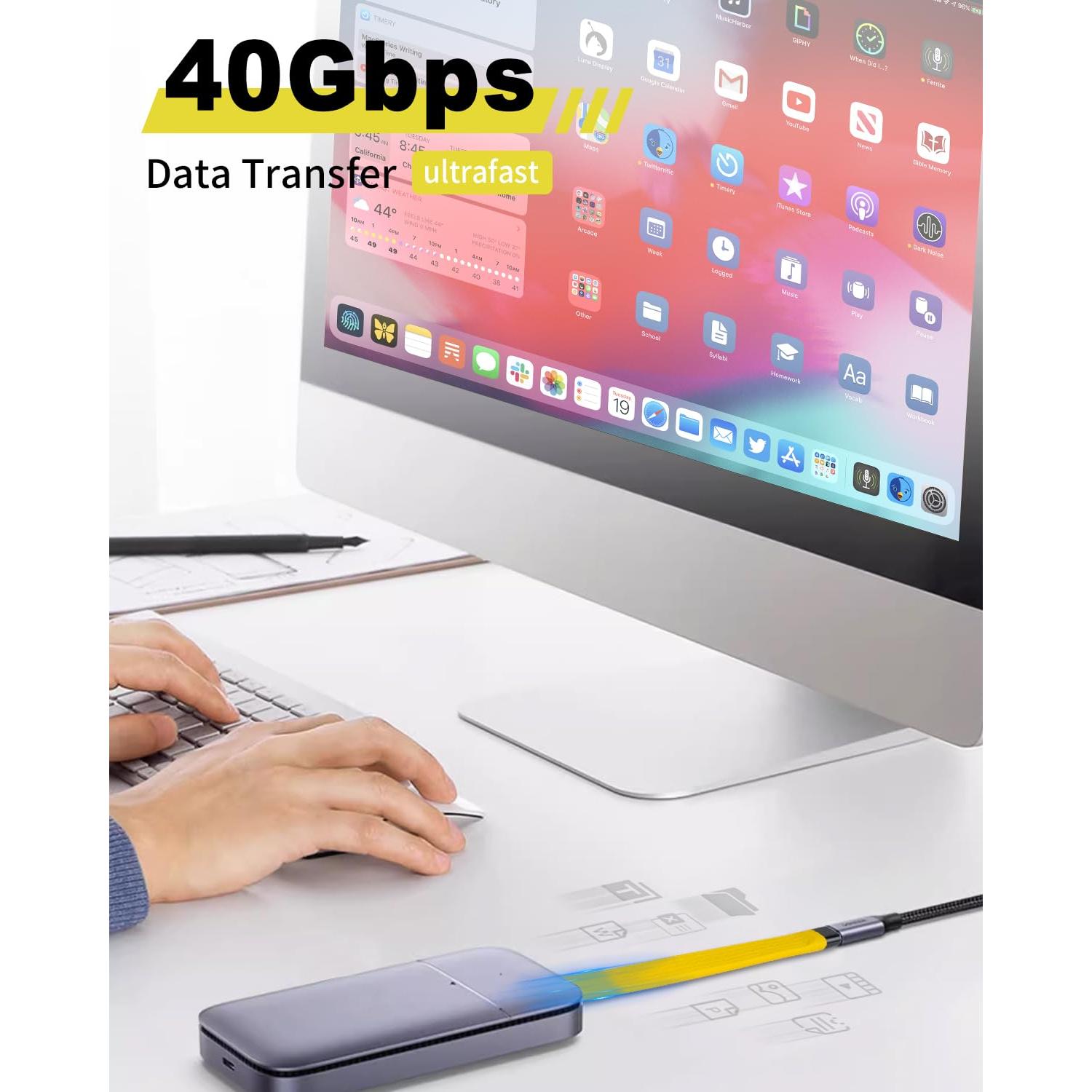 Cable Extensión USB C Duttek 40Gbps 12.7cm 100W 8K