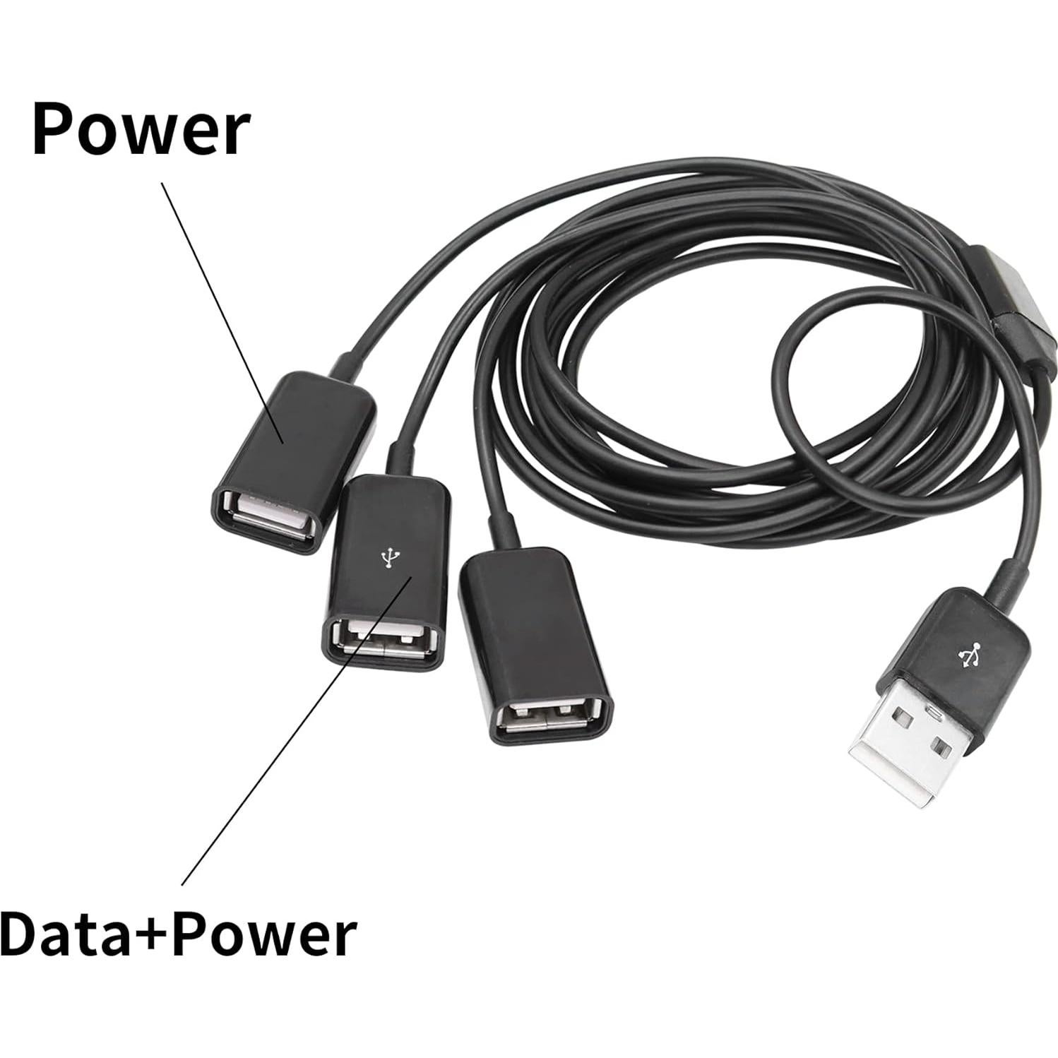 Divisor USB 2.0 RIIEYOCA 1m a 3 USB Hembras para Carga