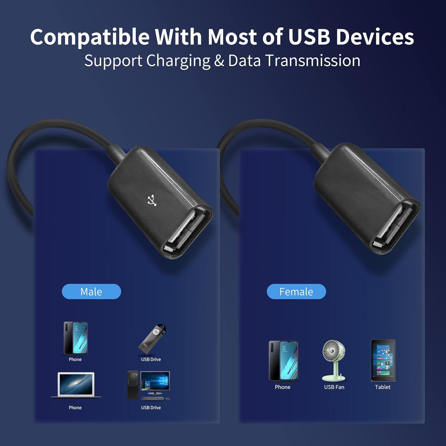 Divisor USB 2.0 RIIEYOCA 1m a 3 USB Hembras para Carga