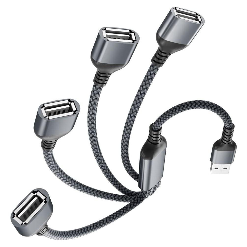 Divisor USB-A 4 Puertos Elebase 0.3M Adaptador Gris