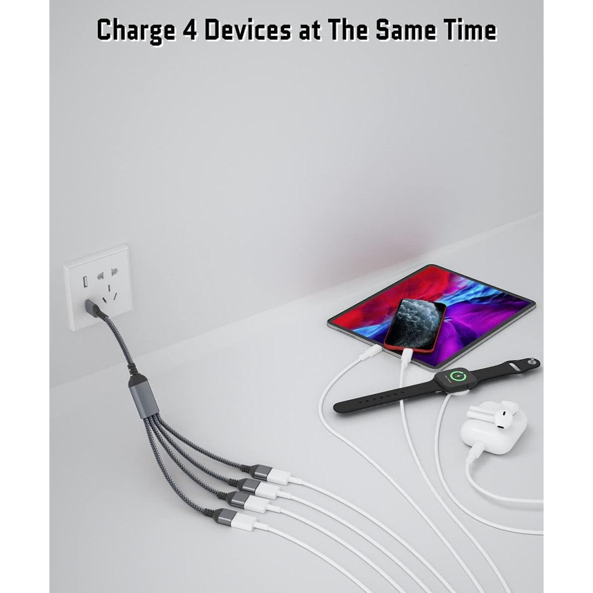 Divisor USB-A 4 Puertos Elebase 0.3M Adaptador Gris