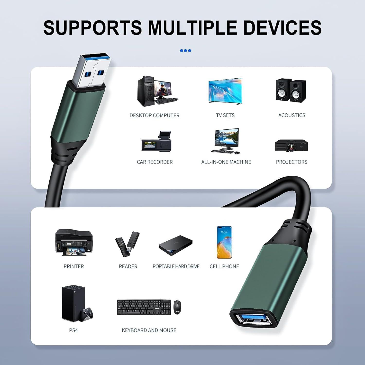 Kumiho Cable de Extensión USB 3.0 9.14M Macho a Hembra