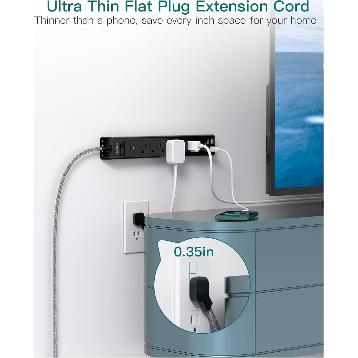 Regleta de Protección Addtam 1.5m 6 Salidas AC 4 USB