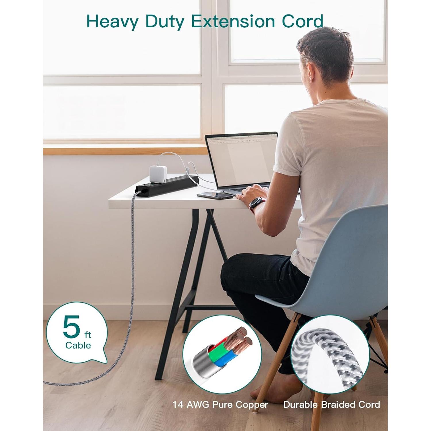 Regleta de Protección Addtam 1.5m 6 Salidas AC 4 USB