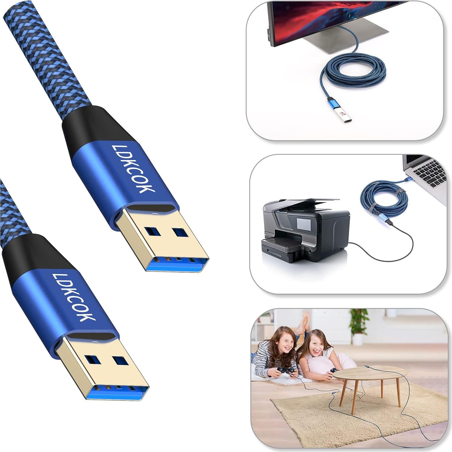 Cable USB 3.0 Macho a Macho LDKCOK 6.1m Trenzado Duradero
